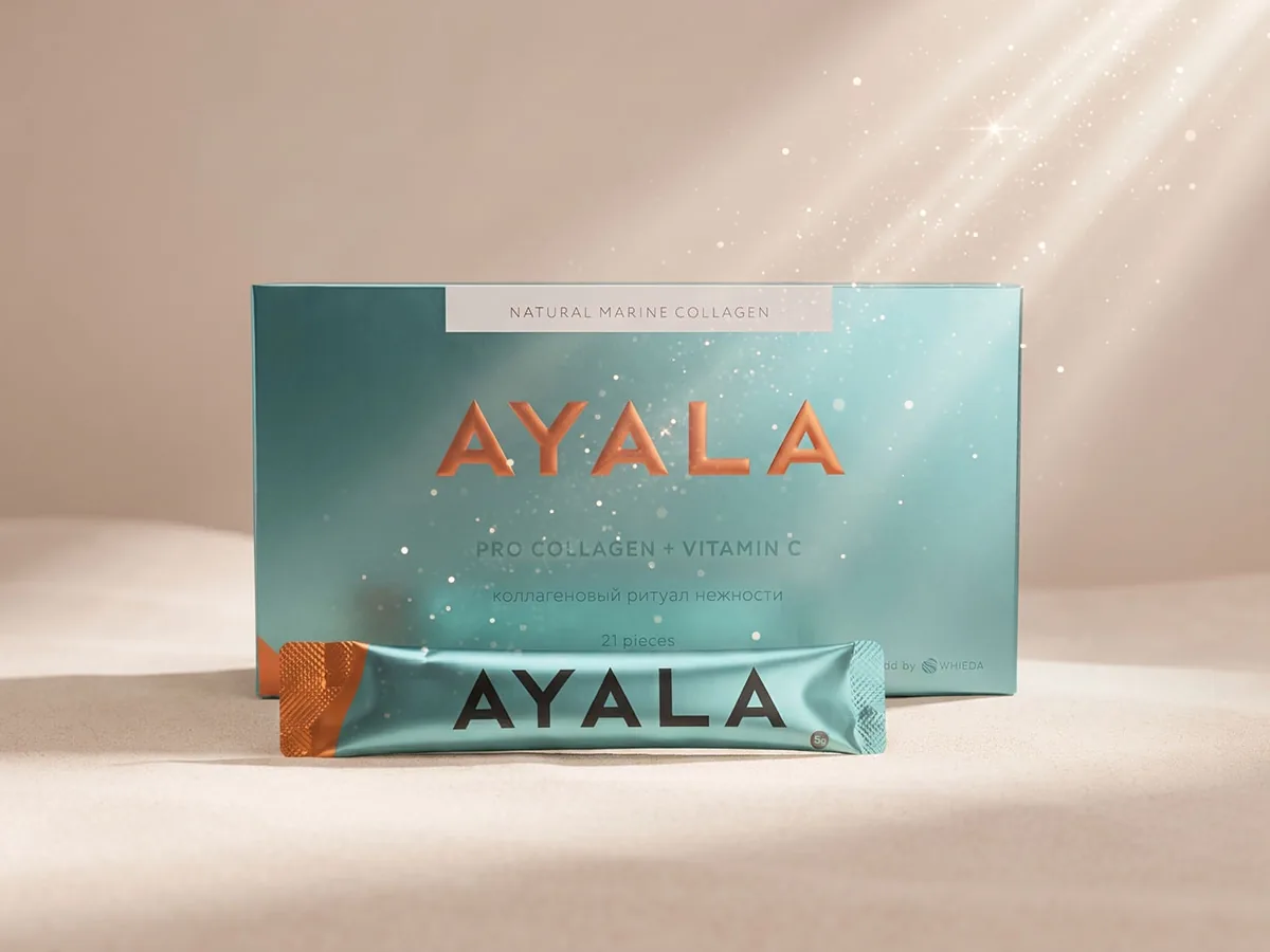AYALA Natural Marine Collagen — auf beigem Hintergrund, Foto 1